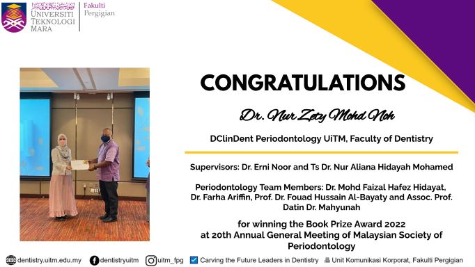 UiTM DClindent of Periodontology Won the Book Prize Award 2022