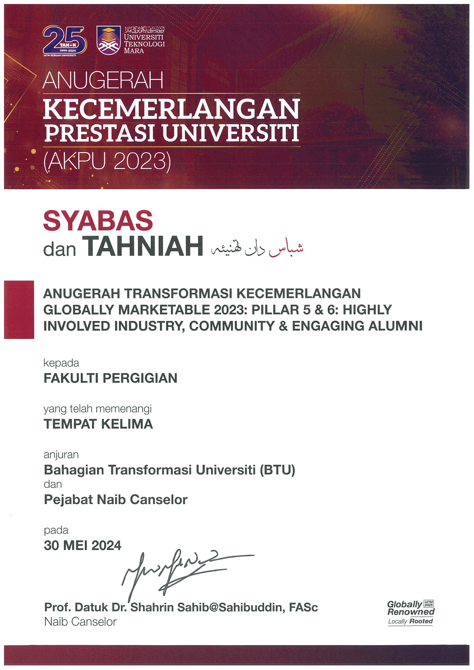 Anugerah Transformasi Kecemerlangan Globally Marketable 2023